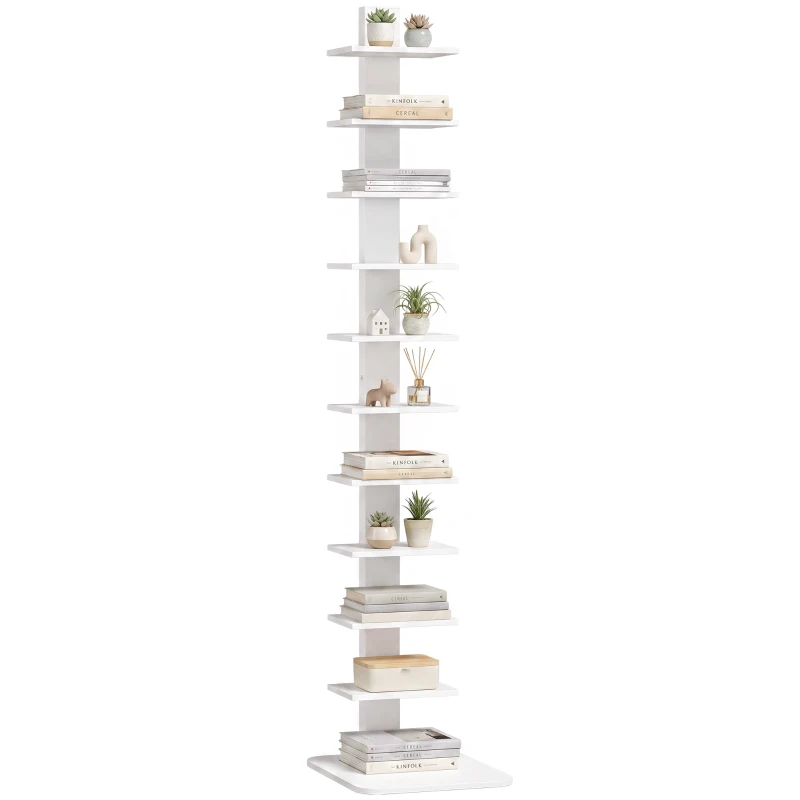 HOMCOM Turmregal 11 Ablagen, hohes schmales platzsparendes Regal, Weiß
