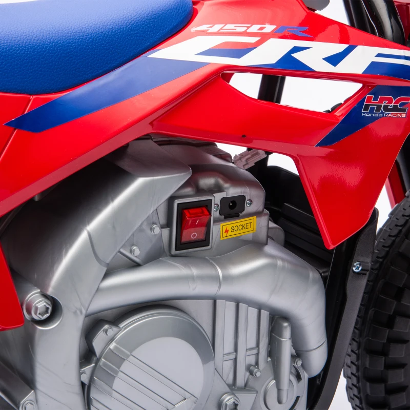 AIYAPLAY Moto Elétrica Infantil com Licença HONDA 12 V, Velocidade 3-6 km/h, Carro Elétrico Infantil 3+ anos, Vermelho e Azul