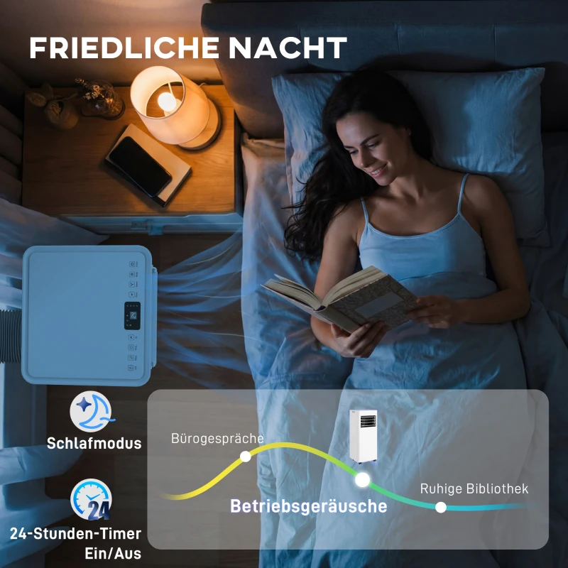 HOMCOM 3-in-1 Klimaanlage, Ventilator mit LED-Anzeige, waschbarer Filter, Timer, Weiß