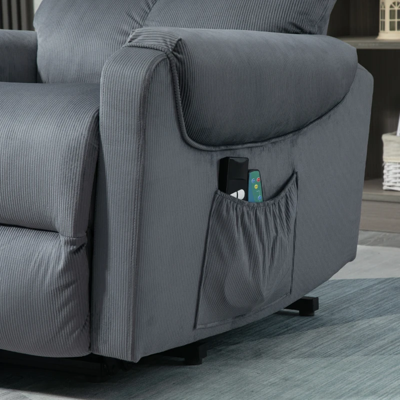 HOMCOM tv-stoel opstahulp stoel met massagefunctie verwarming donkergrijs(m-9)