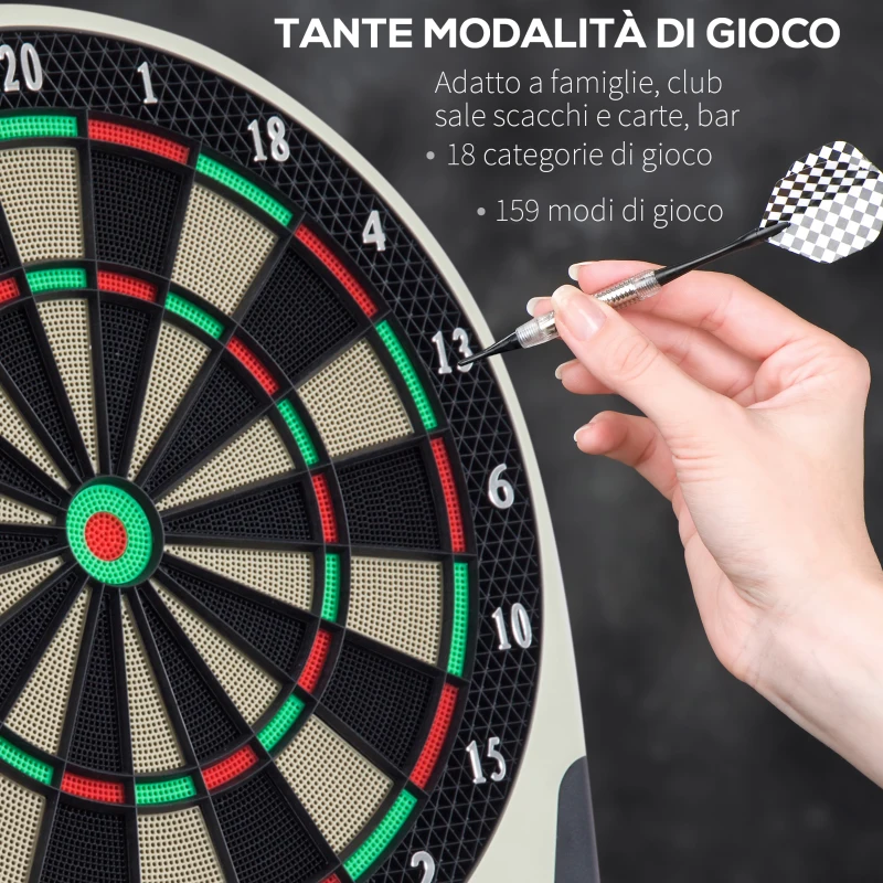 HOMCOM Bersaglio Freccette Elettronico in Plastica con 6 Freccette, Effetti Sonori e Visivi, 44 x 50 x 3.2cm, Nero