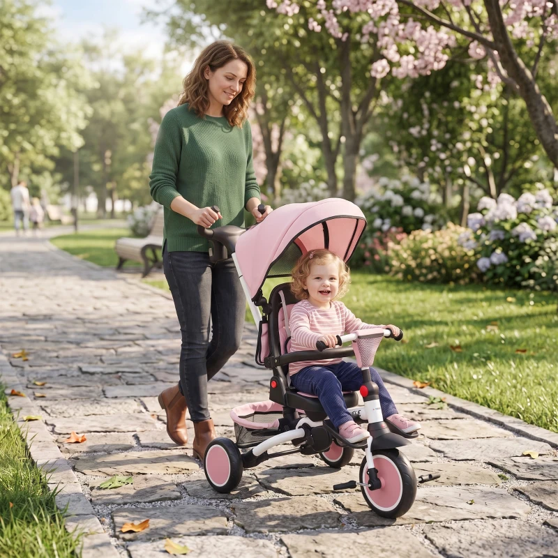 AIYAPLAY Kinderdreirad, 6-in-1 Buggy für Kleinkinder, mit Schiebegriff, verstellbarer Sitz, faltbares Design, Sicherheitsnetz