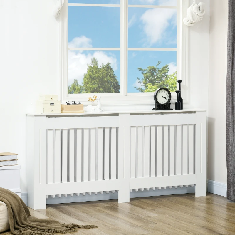 HOMCOM Copritermosifone a Doghe in MDF per Casa e Ufficio, 172x19x81 cm, Bianco