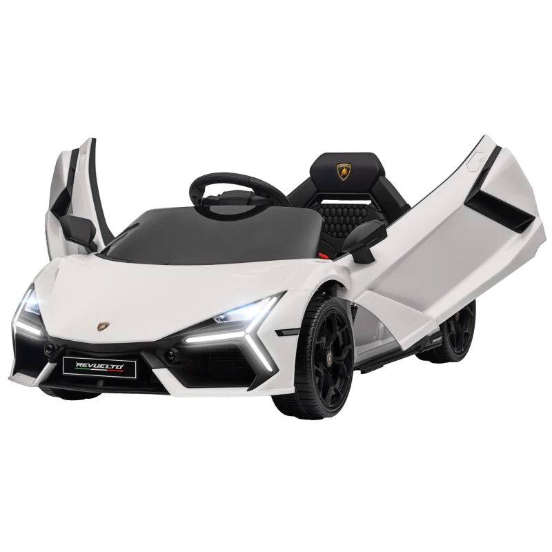 AIYAPLAY Carro Elétrico para Crianças Carro Lamborghini Revuelto com Bateria 12V  Faróis LED e Música 105x60x40 cm Branco