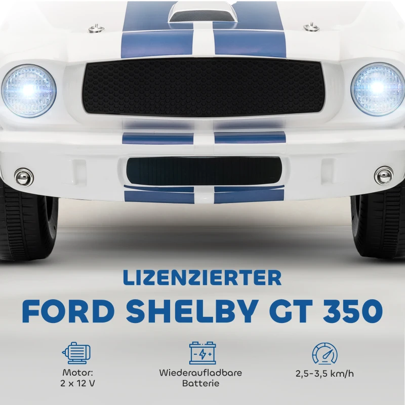 AIYAPLAY 12V Kinderauto met Afstandsbediening, 2 Motoren, Claxon, LED Verlichting en Muziek, Wit