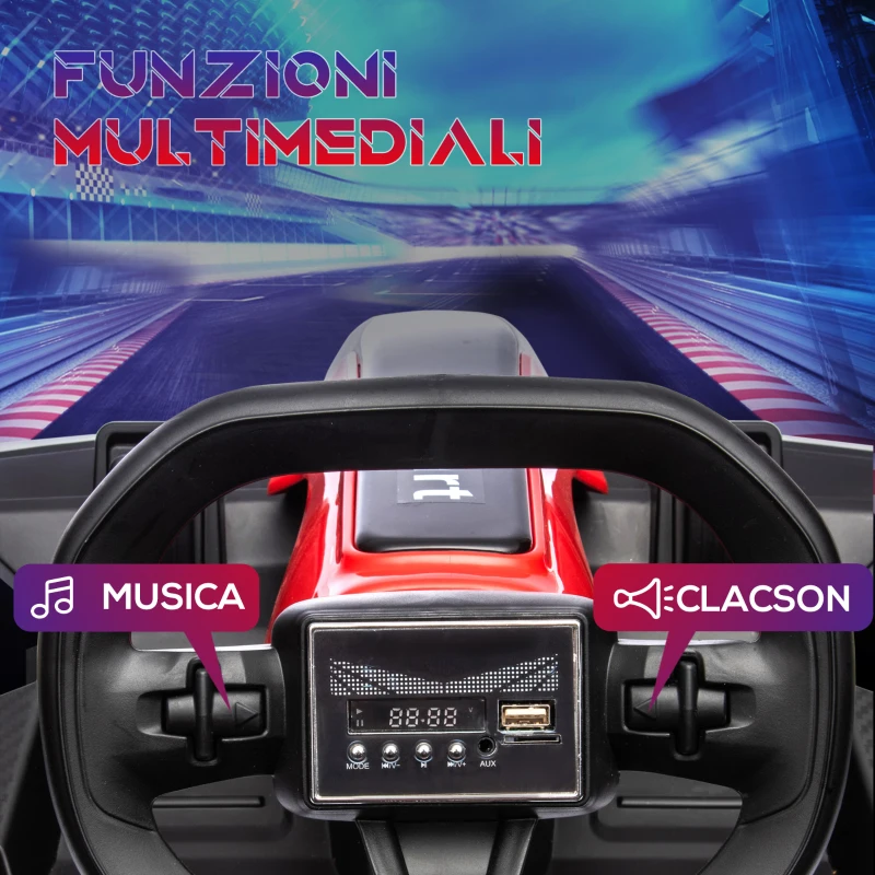 HOMCOM Go Kart Elettrico per Bambini 6-12 Anni 24V 12km/h con Seggiolino Regolabile, Rosso
