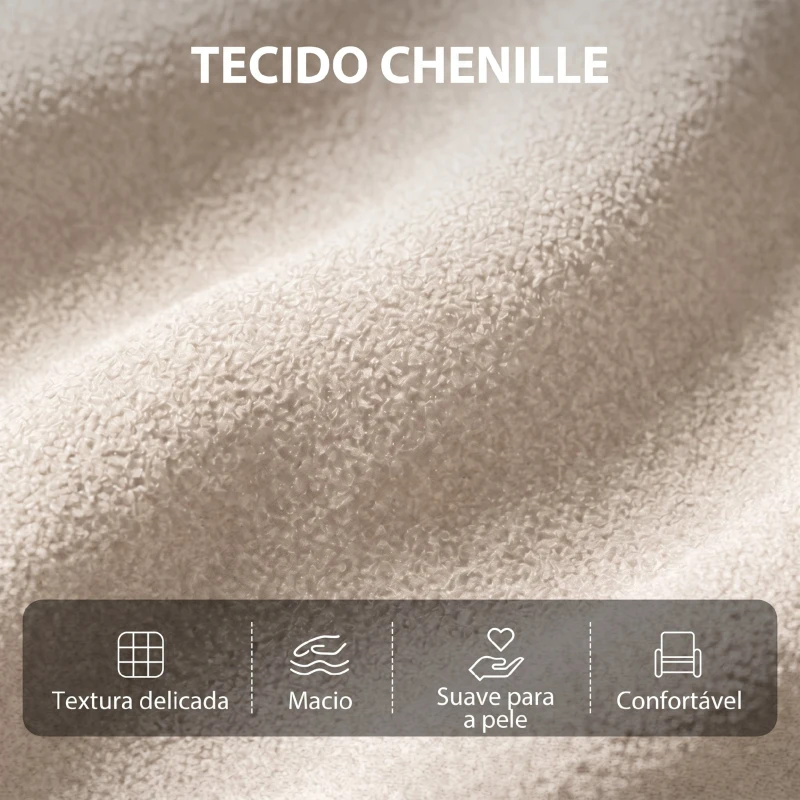 HOMCOM Poltrona de Massagem Reclinável com Apoio para Pés, 2 Zonas de Massagem, Encosto Alto, Bolsos, Estofada em Chenille Creme