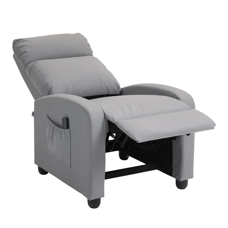 HOMCOM Poltrona Relax Massaggiante con Telecomando e 8 Programmi, Reclinazione e Poggiapiedi, Grigio Chiaro