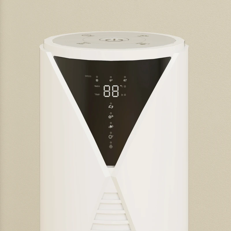 HOMCOM Ventilateur tour avec télécommande minuterie 12 heures mode veille 3 vitesses 31,5 x 31,5 x 96 cm blanc