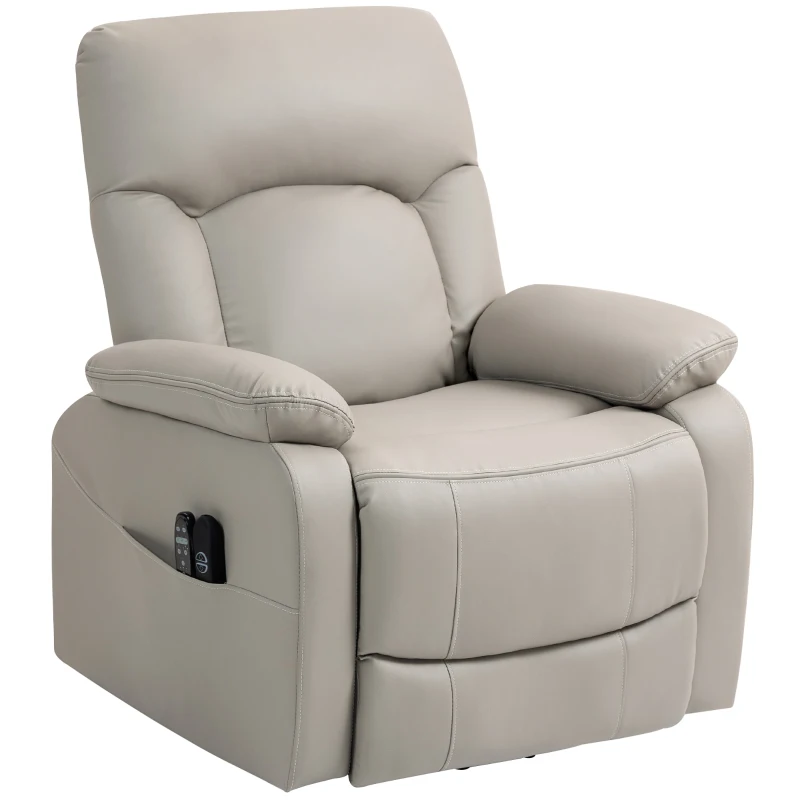 HOMCOM Fauteuil releveur électrique, fauteuil relax électrique avec fonction massage et chauffage, 89 x 94,5 x 103 cm, gris(m-12)