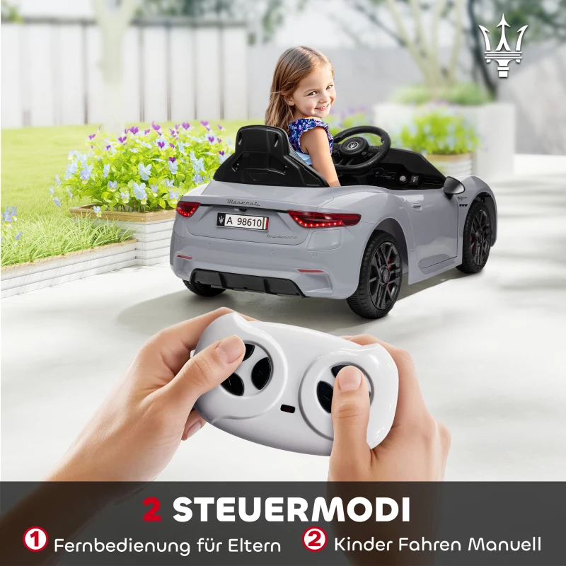 AIYAPLAY 12V Kinder-Elektroauto, Kinderfahrzeug mit LED-Lichtern, Musik, Hupe, für Kinder von 3-5 Jahren, Grau