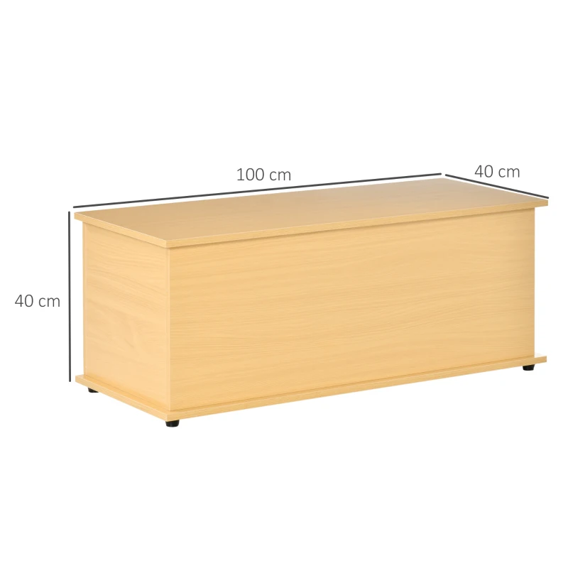 HOMCOM Storage Chest, Large 114L Blanket Box, Shoe Bench with Safety Hinged Lid, Storage Trunk, Bed End Bench for Bedroom, Hallway, Living room, Playroom, 100 x 40 x 40cm, Burlywood