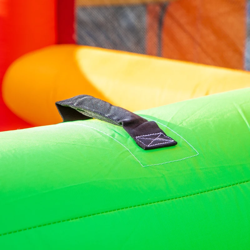 Outsunny Kids Bouncy Castle with Double Slides Pool Trampoline Climbing Wall w/ Blower