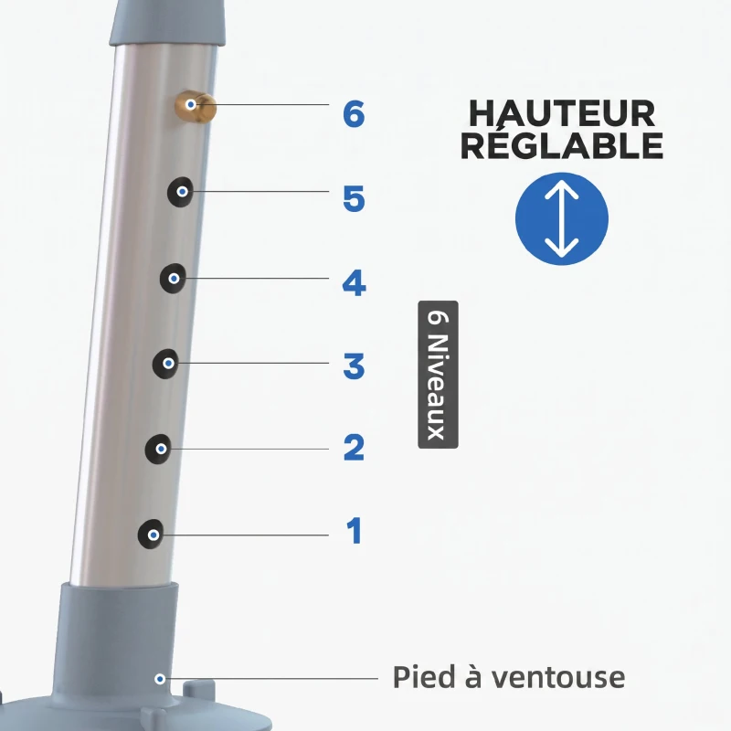 HOMCOM Tabouret de douche chaise de douche ergonomique hauteur réglable pieds antidérapants 56,5 x 53,5 x 87 cm blanc et bleu