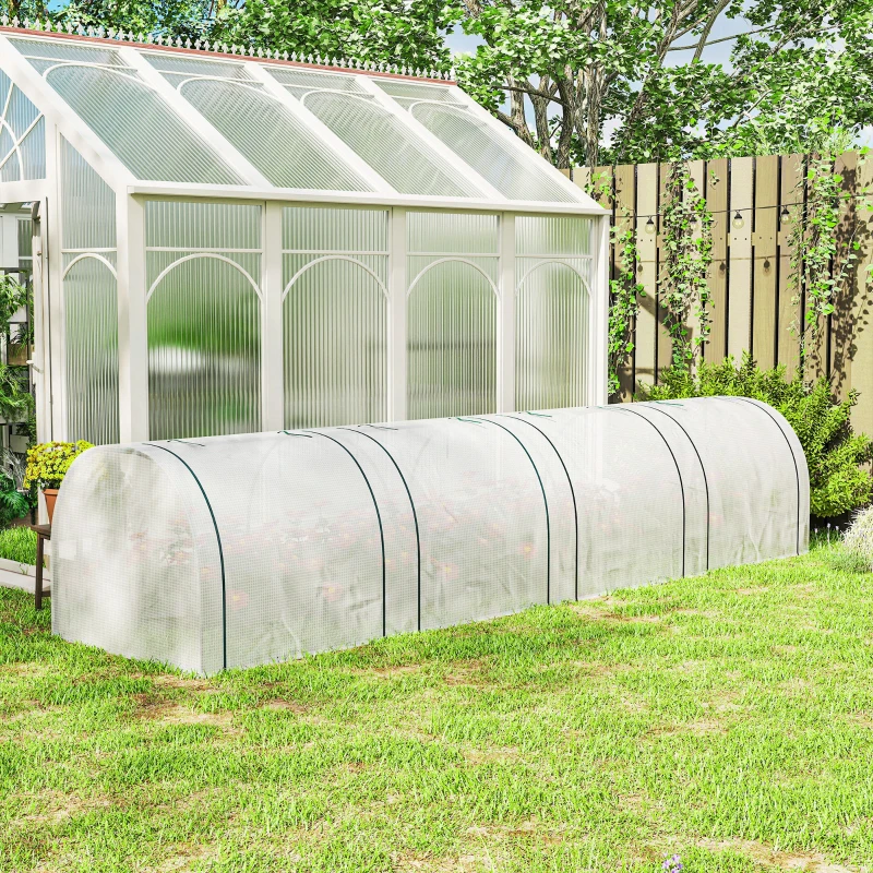 Outsunny 395  x 100 cm Low Tunnel Greenhouse - White