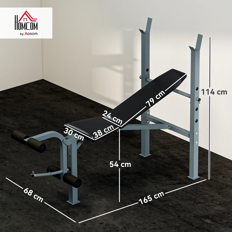 HOMCOM Banc de musculation Fitness banc d'haltérophilie entrainement complet dossier réglable curler