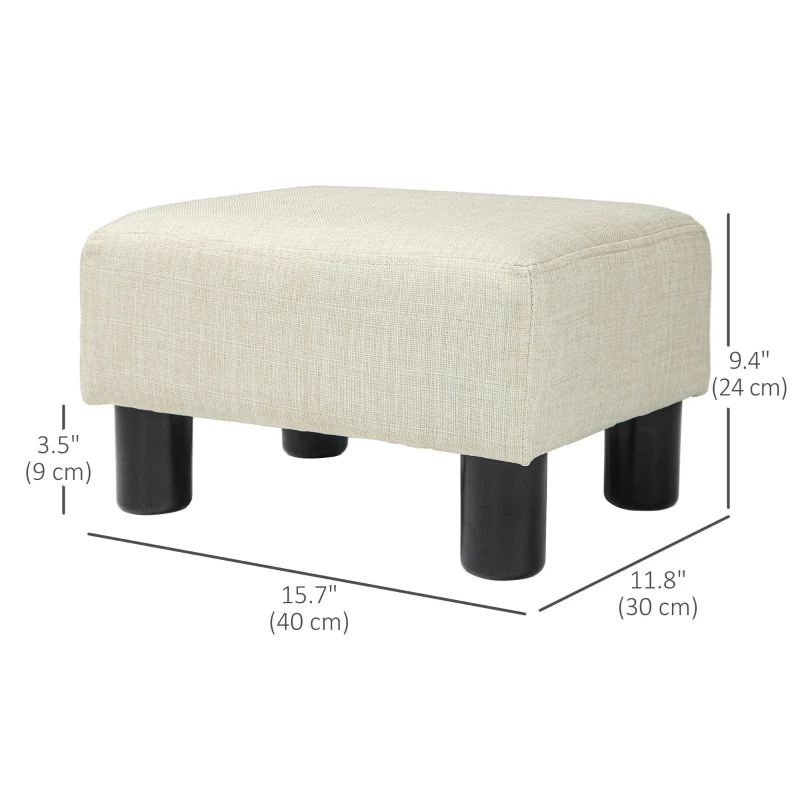 HOMCOM Puf suport pentru picioare taburet jos din țesătură de in capacitate de încărcare 110 kg 40 x 30 x 24 cm bej