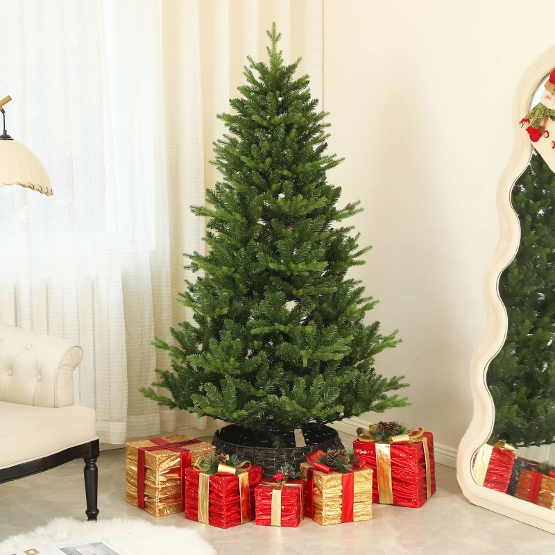 HOMCOM Brad de Crăciun Artificial, Înalt de 180 cm, cu 818 Ramuri și Bază din Oțel pentru Interior, Verde