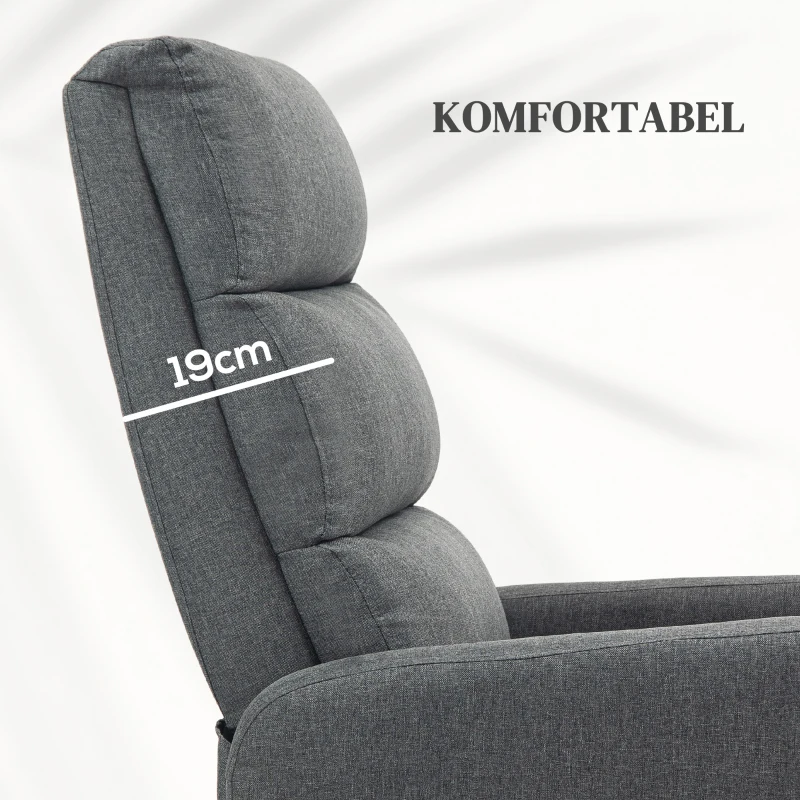 HOMCOM Elektrische Relaxstoel met Opstaanhulp, Afstandsbediening, Zacht Schuim, Zijvak, Bekleding in Linnenlook, Grijs