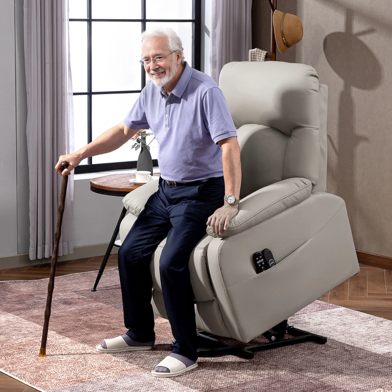 HOMCOM Fauteuil releveur électrique, fauteuil relax électrique avec fonction massage et chauffage, 89 x 94,5 x 103 cm, gris(m-2)