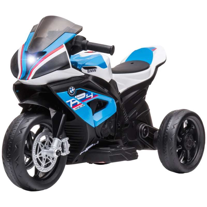 HOMCOM Moto électrique pour enfants 3 roues 6 V 2,5 Km/h musique interface USB  82,5 x 42 x 54 cm bleu(m-11)