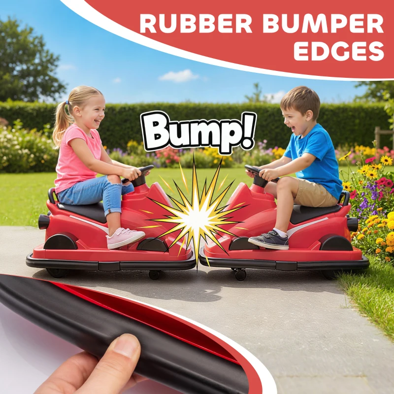 AIYAPLAY Kids Bumper Car, 360° Rotation Spin Electric Walzer Car with LED Lights, Music for Ages 3-8 Years Old, Red