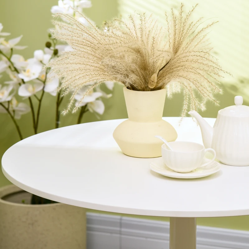 HOMCOM Table à manger ronde pour 2 personnes, table de cuisine style moderne avec piétement en acier, Ø 80 x 75 cm, blanc