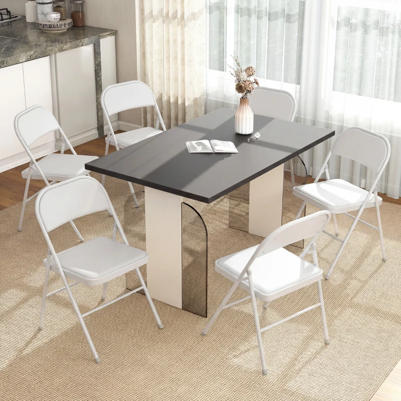 HOMCOM Lot de 6 chaises pliantes chaises de salle à manger portables cadre en acier 45 x 46 x 78 cm blanc