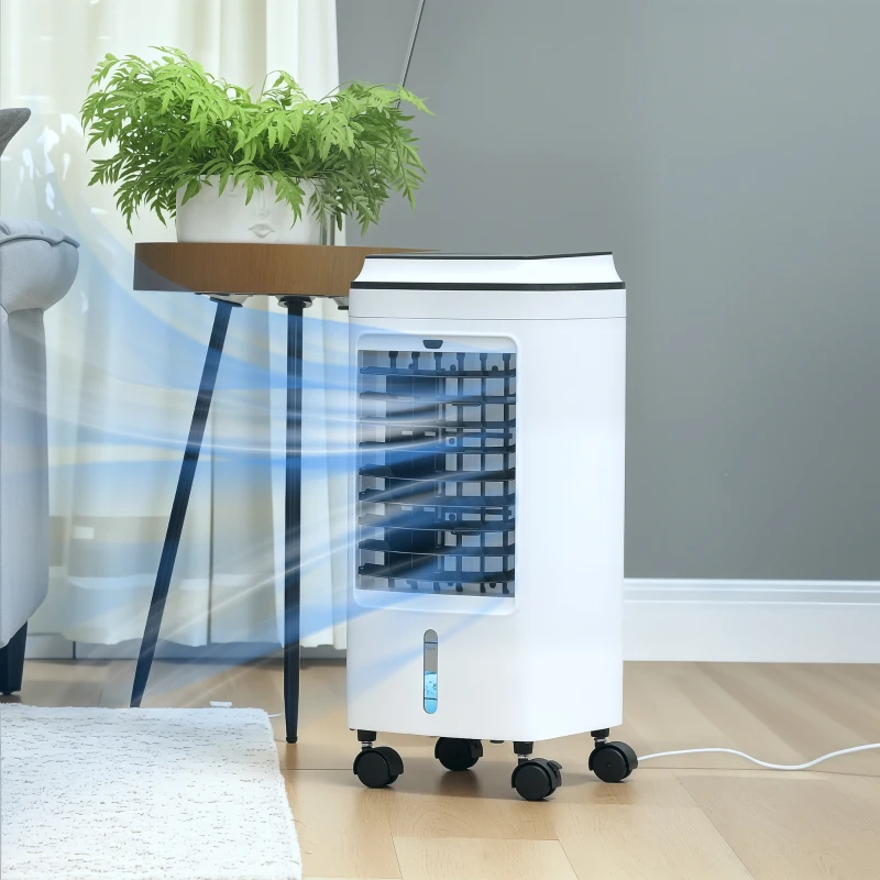 HOMCOM Ventilator, Luftkühler, Klimaanlage, 3 Modi, Fernbedienung, Timer, rollbar, Weiß