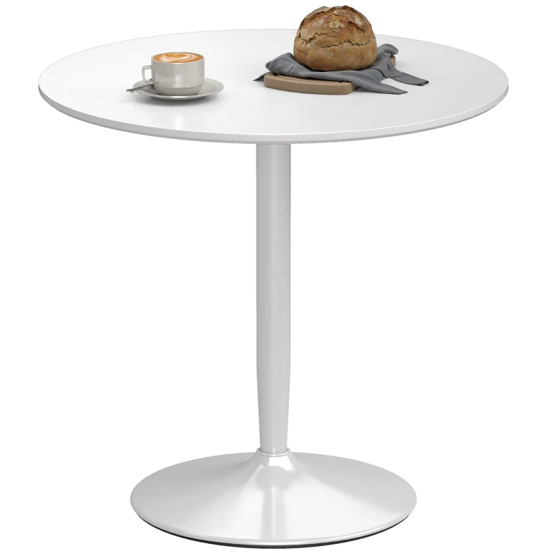 HOMCOM Table à manger ronde pour 2 personnes, table de cuisine style moderne avec piétement en acier, Ø 80 x 75 cm, blanc