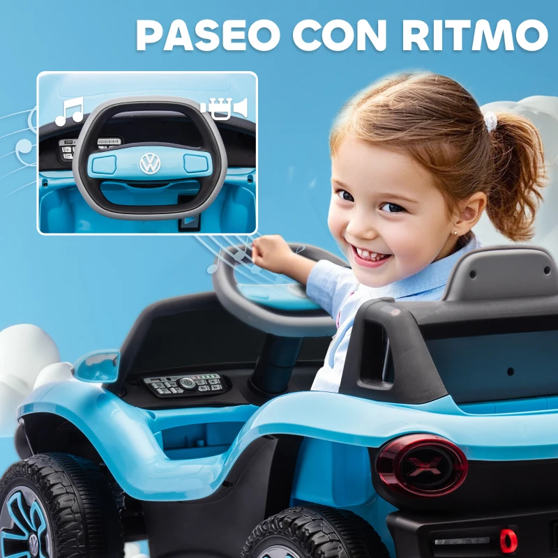 AIYAPLAY Coche Eléctrico para Niños de +3 Años Volkswagen E-Buggy 12V con Mando a Distancia 2,4 G Ruedas con Suspensión Azul