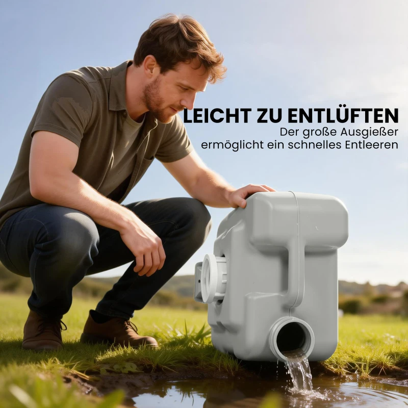 HOMCOM Campingtoilette Reisetoilette max. Tragkraft bis 147 kg 20L für Camping Wandern Reisen Angeln 41,5 x 36,5 x 42 cm Grau