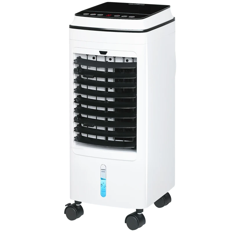 HOMCOM Climatizador 3 em 1 Portátil 75W com 3 Velocidades Temporizador até 8H Depósito de 4 L Oscilação de 60º 24x28,5x60,5 cm Branco