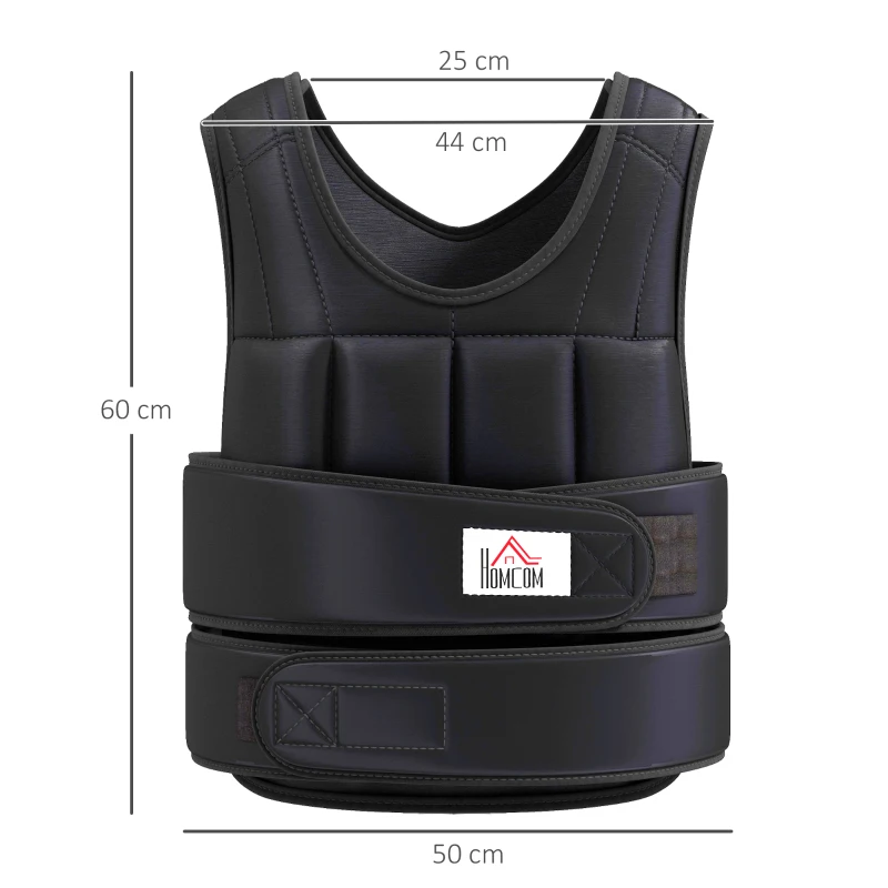 HOMCOM Vestă cu Greutăți 10 Kg, Unisex, 38 Greutăți Individuale, Căptușeală, Închidere Velcro, Negru
