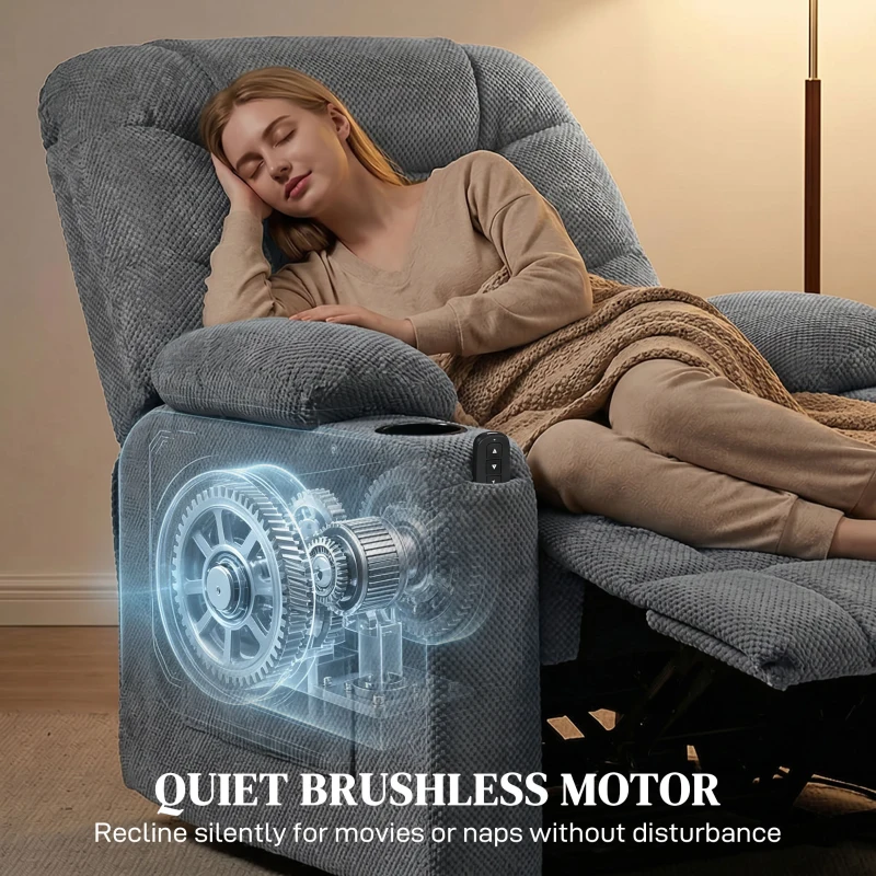 HOMCOM Recliner Armchair with Vibration Massage, Heat, Whisper-Quiet Motor, Memory Function, Power Reclining Chair, Dark Grey