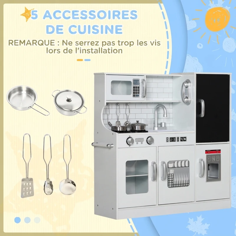 AIYAPLAY Cuisine enfant jouet d'imitation pour enfant - dinette enfant de 3-8 ans, blanc