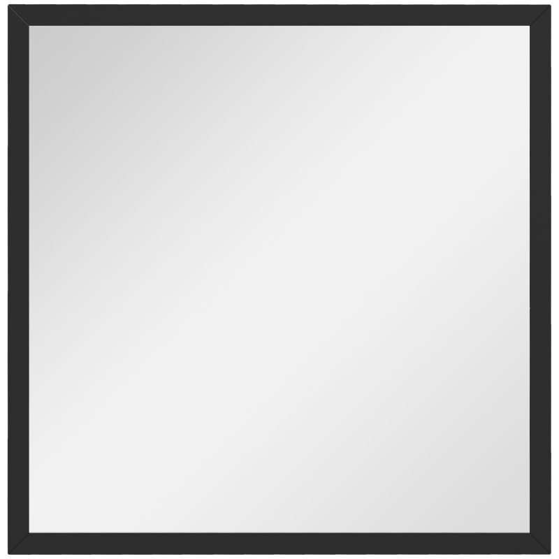 HOMCOM Oglindă de Perete Pătrată din Sticlă și MDF, 50x50 cm, Negru