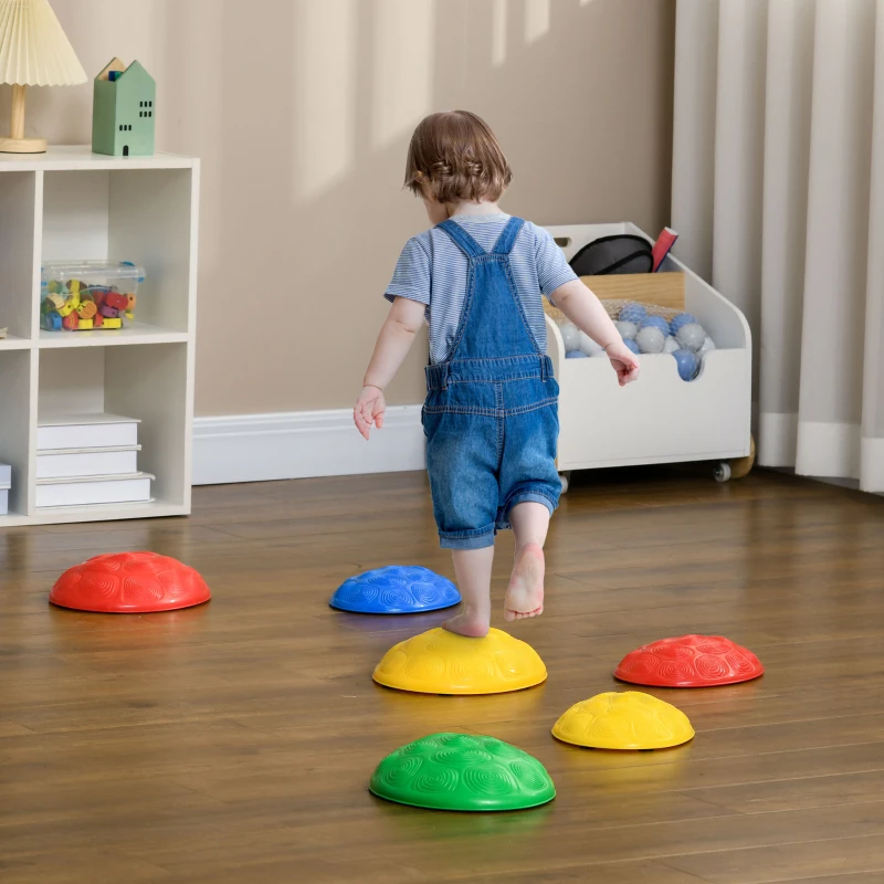 ZONEKIZ Six-Piece Kids Stepping Stones, with Non-Slip Mats, Balance River Stones
