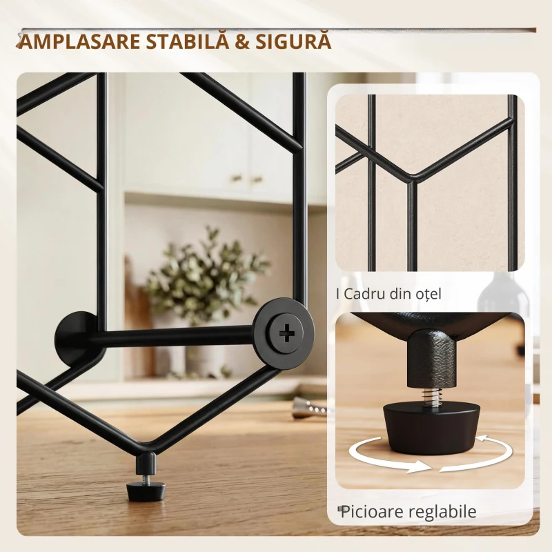 HOMCOM suport sticle masă metal
