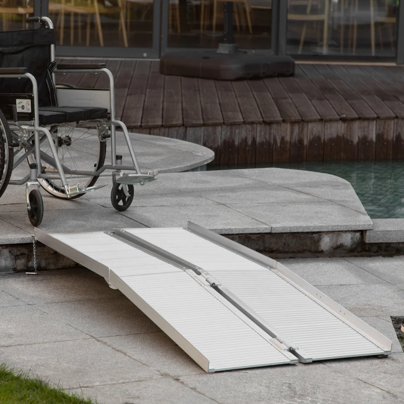 HOMCOM Rampa per Sedia a Rotelle in Lega di Alluminio Antiscivolo Capacità 272kg, 183x72x5cm