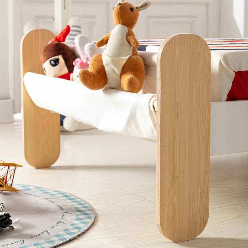 HOMCOM kinderbed jeugdbed met speelgoedtas vanaf 3 jaar grenen hout wit