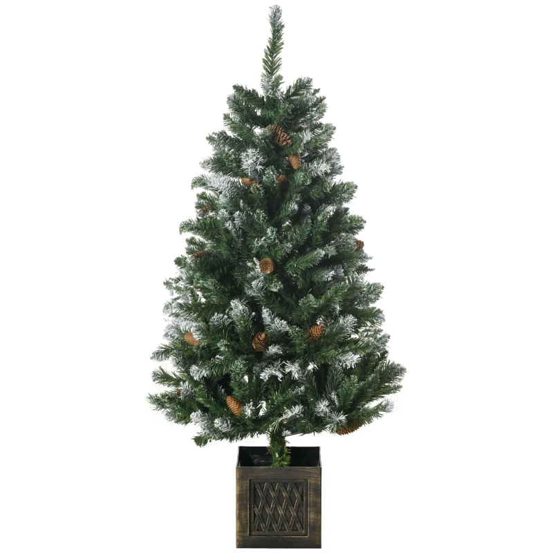 HOMCOM Árvore de Natal Artificial Nevada Altura 120 cm com 328 Ramos e Suporte Metálico Verde