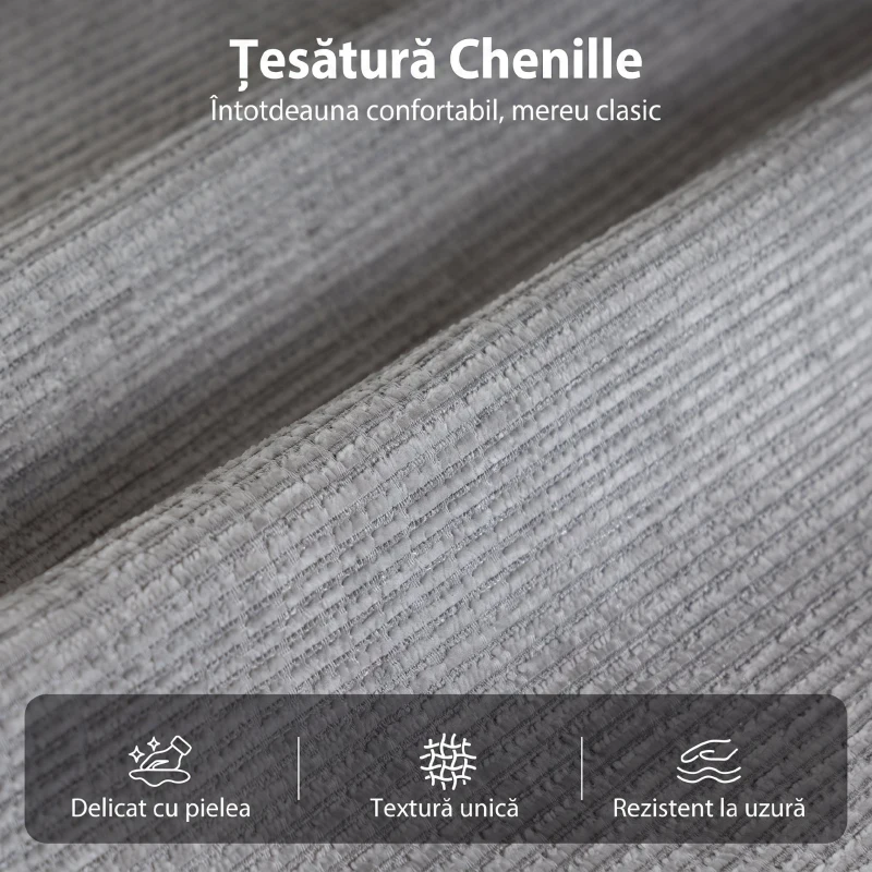 HOMCOM Fotoliu Reclinabil cu Masaj Manual  135°, Încălzire și 8 Puncte de Masaj, Chenille, 87x95x109 cm, Gri Deschis