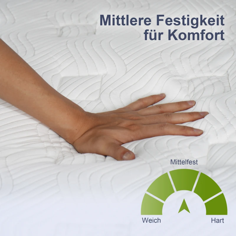 HOMCOM Matras 90x200 cm 25,8 cm hoogte 7-zones ergonomisch met afneembare wasbare hoes
