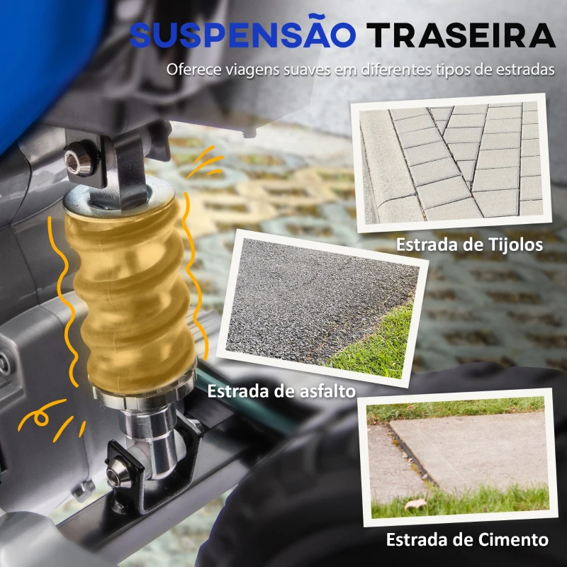 AIYAPLAY Mota Elétrica Infantil 12V com Música, Velocidade 2,4-5 km/h, Rodas Auxiliares, 107x56x70 cm, Azul