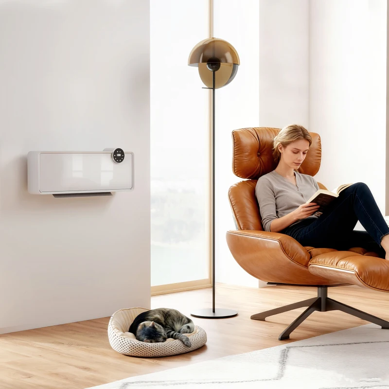 HOMCOM Aerotermă Electrică Ceramică de Perete 2000W cu 3 Moduri, Temperatură Reglabilă, Timer și Telecomandă, Alb