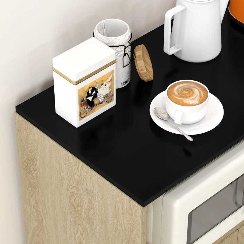 HOMCOM Carrinho de Cozinha com Rodas 2 Portas Prateleira Ajustável Porta-Especiarias para Sala de Jantar 75x40x80,5 cm Madeira