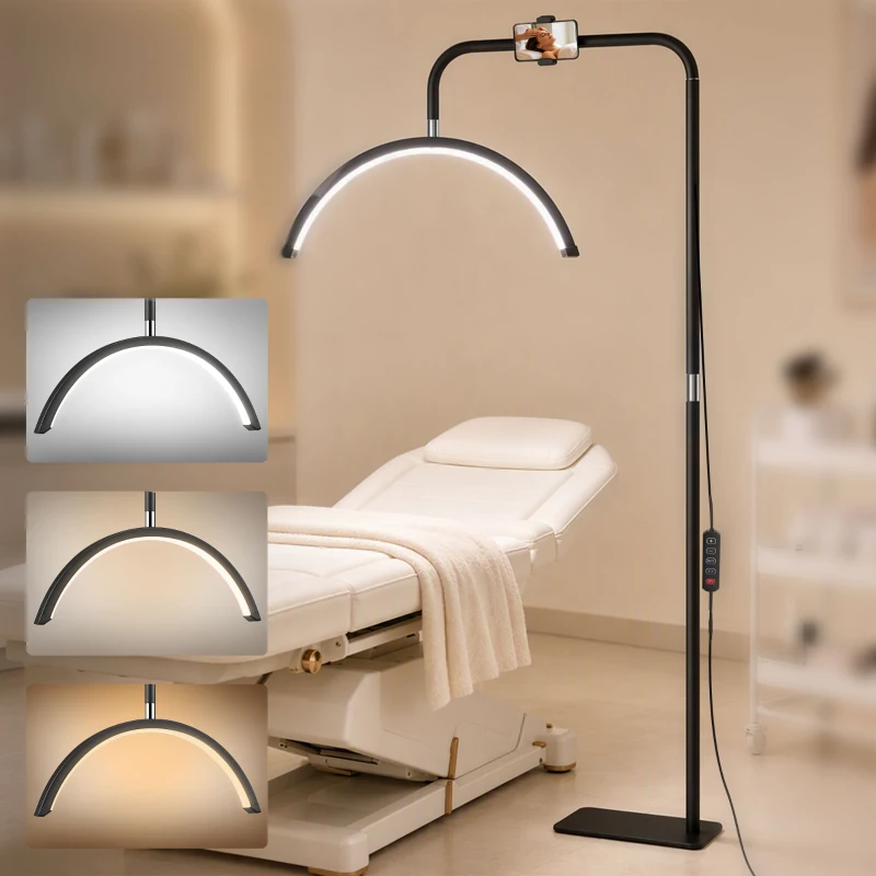 HOMCOM Lampadaire LED demi-lune rotative 350°, lampadaire sur pied salon dimmable 36 W, 7 températures de couleur, noir