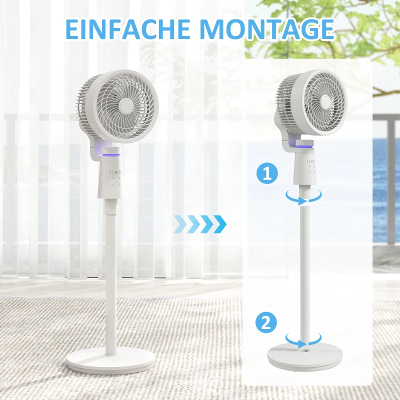 HOMCOM Standventilator Luftzirkulator Lüfter mit 3 Geschwindigkeitsstufen Fernbedienung Timer 70°+90° Oszillation