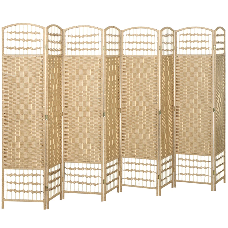 HOMCOM Paravent intérieur en bois séparateur de pièce cloison pliable 8 panneaux 320 x 170 cm bois naturel